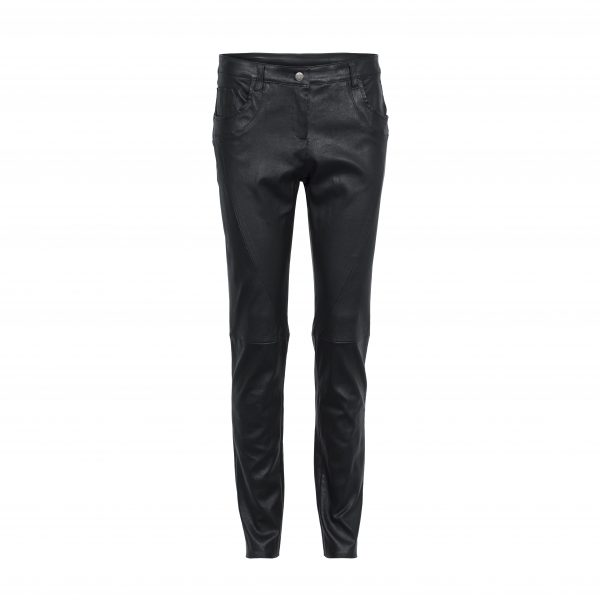 Læder-jeans sort